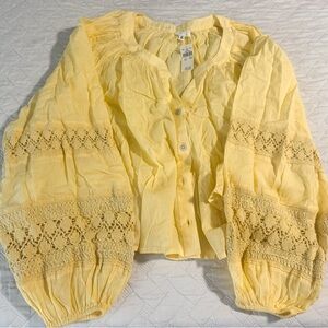 Aerie Yellow Lace-Trimmed Top